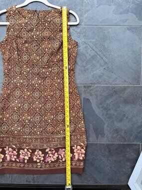 vintage 90s y2k brown fall romcom dress Small 4 pattern floral USA CW